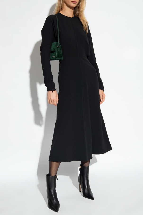 Victoria by Victoria Beckham hot Long Sleeve V-Neck Dress with Belt Black Size US 2